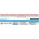 Name of the customer in and logout link in the Header