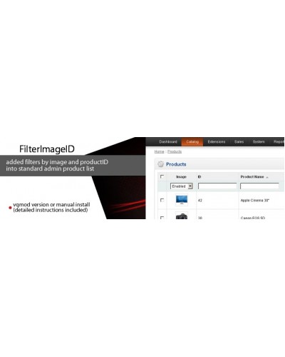 FilterImageID - admin filter by product image and id